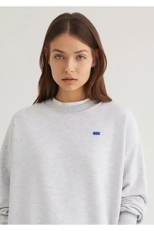 Crew Neck Basic Grey Sweatshirt 1S10087-80196 - 1