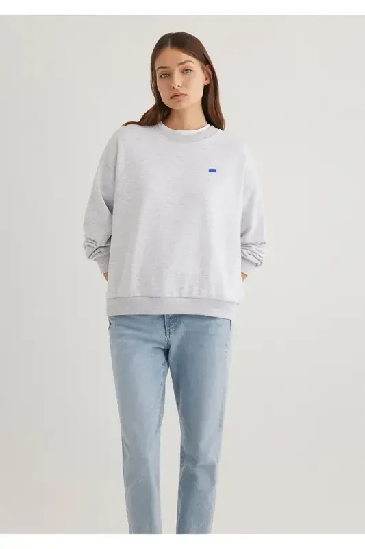 Crew Neck Basic Grey Sweatshirt 1S10087-80196 - 2
