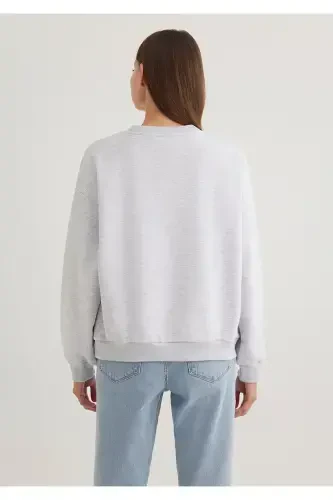 Crew Neck Basic Grey Sweatshirt 1S10087-80196 - 4