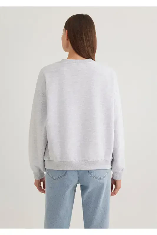 Crew Neck Basic Grey Sweatshirt 1S10087-80196 - 4