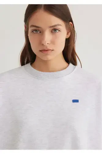 Crew Neck Basic Grey Sweatshirt 1S10087-80196 - 5