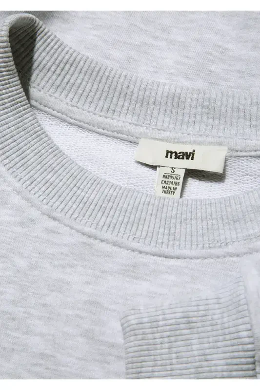 Crew Neck Basic Grey Sweatshirt 1S10087-80196 - 6