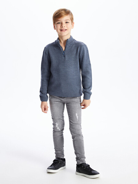 Crew Neck Basic Long Sleeve Boys Knit Sweater - 8