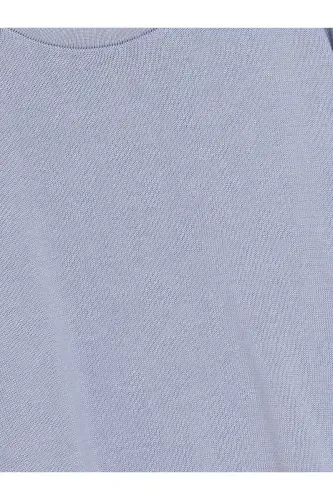 Crew Neck Basic Long Sleeve Girls Knitted Sweater-BLUE - LC WAIKIKI (1)