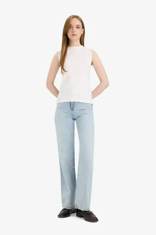 Crew Neck Basic Plain Tank Top-Ecru - 1