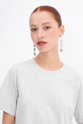 Crew Neck Basic T-shirt P1002-e8 - 4