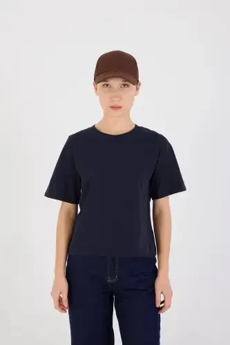 Crew Neck Basic T-shirt P1002-E8-Navy - 4