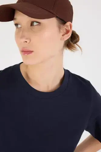 Crew Neck Basic T-shirt P1002-E8-Navy - 5