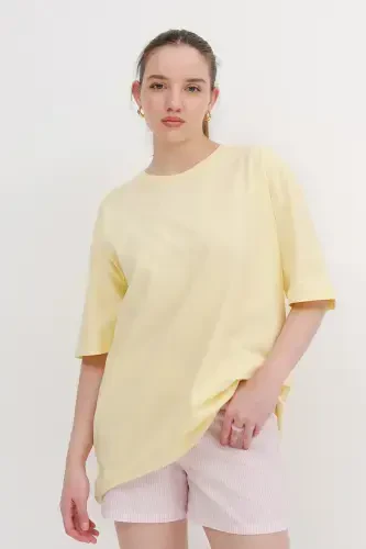 Crew Neck Basic T-shirt P10111-D7-A.Yellow - 6