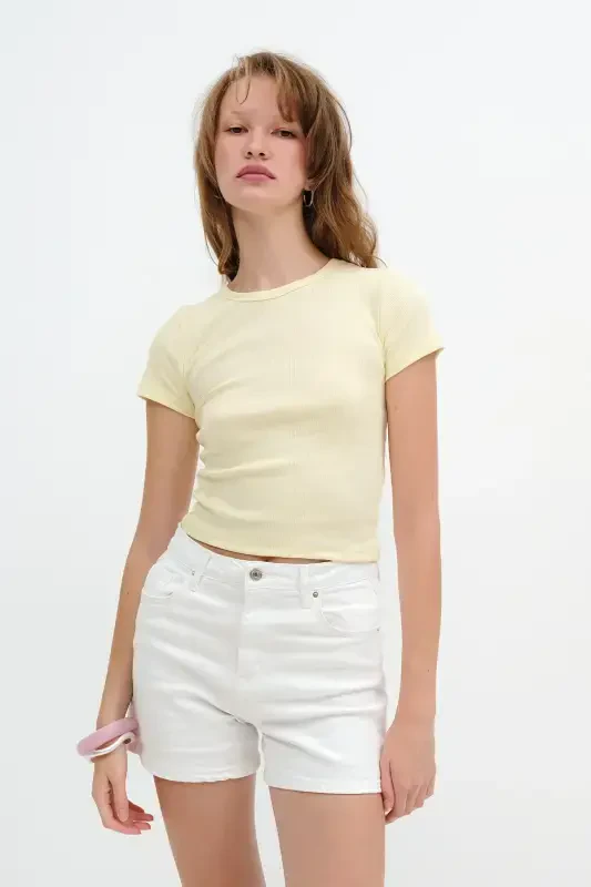 Crew Neck Basic T-shirt P13343-U6-A.Yellow - 6