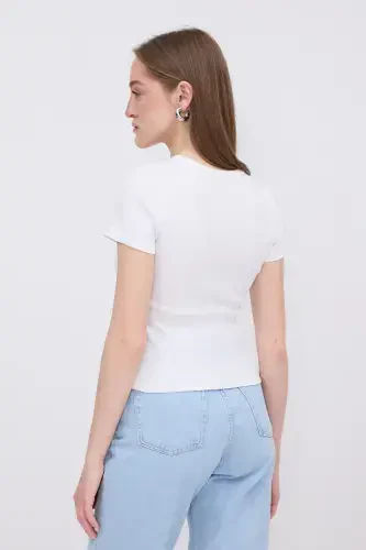 Crew Neck Basic T-shirt P13343-u6-White - 4