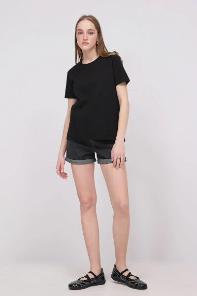 Crew Neck Basic T-shirt P4322-Black - ADDAX