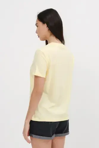 Crew Neck Basic T-shirt P4322-W5-Yellow - 5