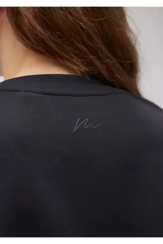 Crew Neck Black Sweatshirt 1s10061-900-Black - 5