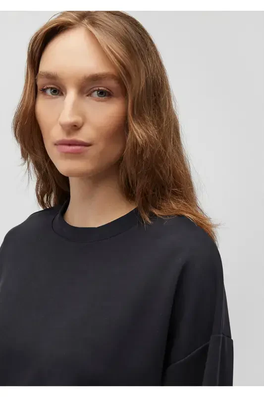 Crew Neck Black Sweatshirt 1s10061-900-Black - 6