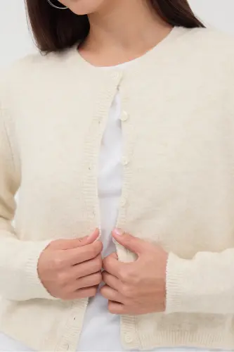Crew Neck Buttoned Knitted Cardigan H3364-A10 - 3