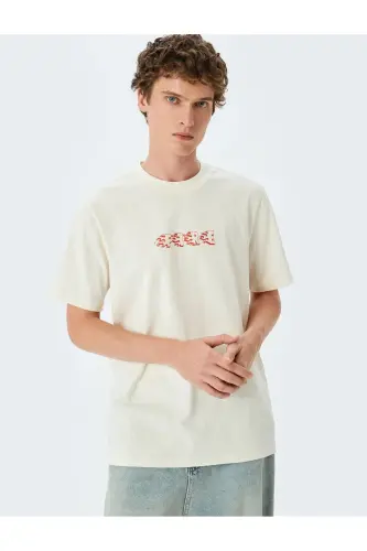 Crew Neck Cotton Regular Fit Short Sleeve Print - 1