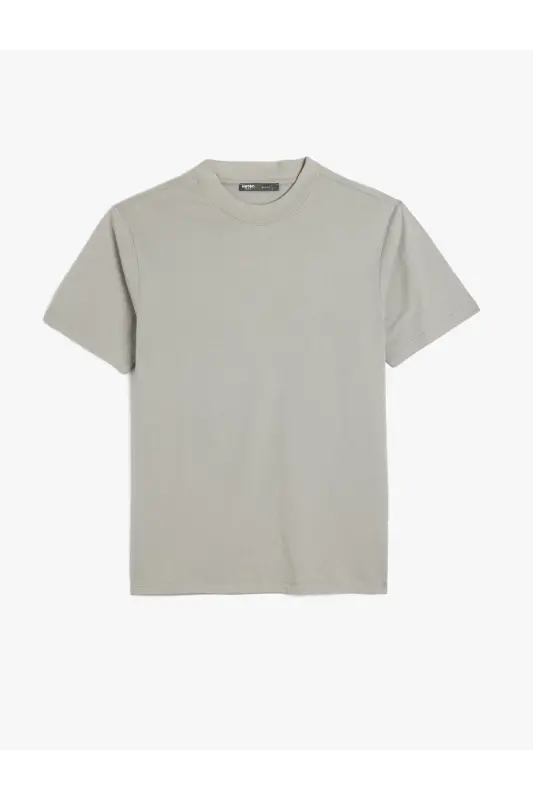 Crew Neck Cotton Short Sleeve Basic Slim Fit Tee - KOTON