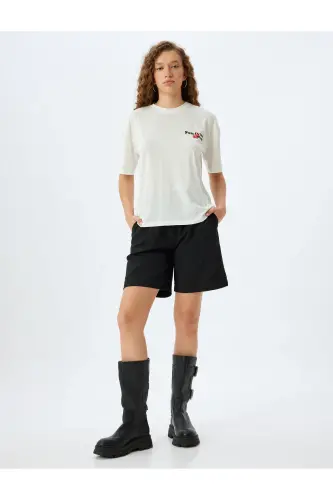 Crew Neck Ecru Women's T-Shirt 5SAL10124IK - 1
