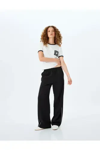 Crew Neck Embroidered Detail Short Sleeve T-Shirt - KOTON (1)