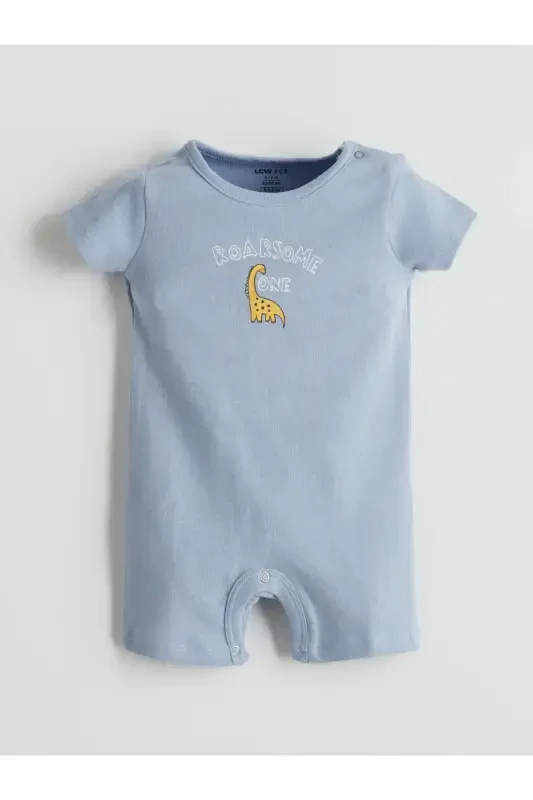 Crew Neck Giraffe Print Baby Boy Jumpsuit - 1