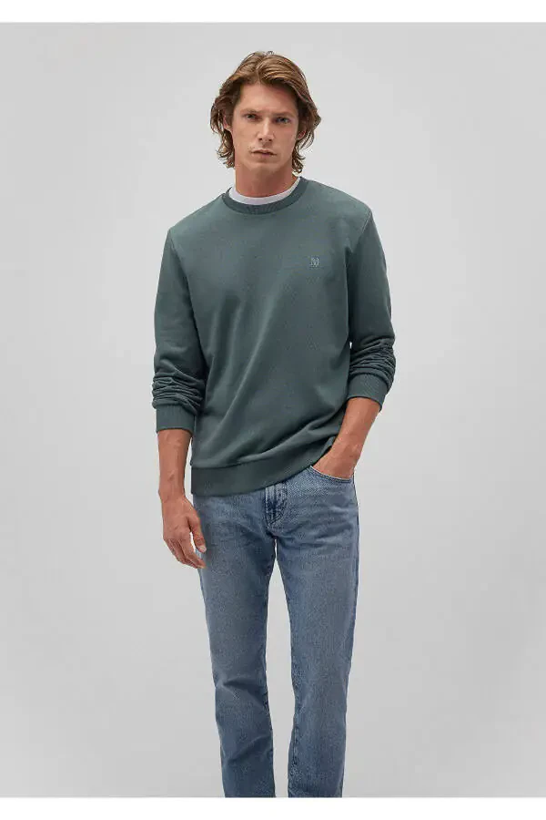 Crew Neck Green Basic Sweatshirt 065751-71577 - 1