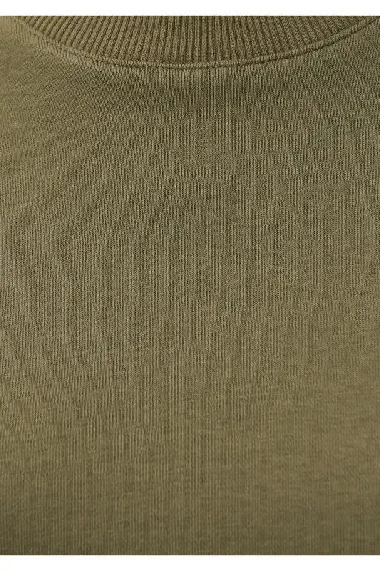 Crew Neck Green Basic Sweatshirt 1611770-71547-Green - 5