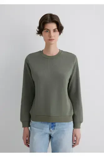 Crew Neck Green Sweatshirt 1S10183-70121-Gray - 5