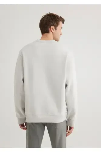 Crew Neck Grey Basic Sweatshirt 0S10276-80618-Grey - 4