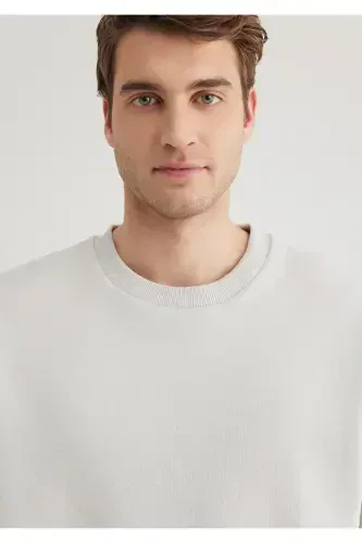 Crew Neck Grey Basic Sweatshirt 0S10276-80618-Grey - 5