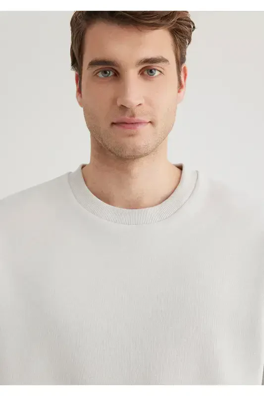 Crew Neck Grey Basic Sweatshirt 0S10276-80618-Grey - 5