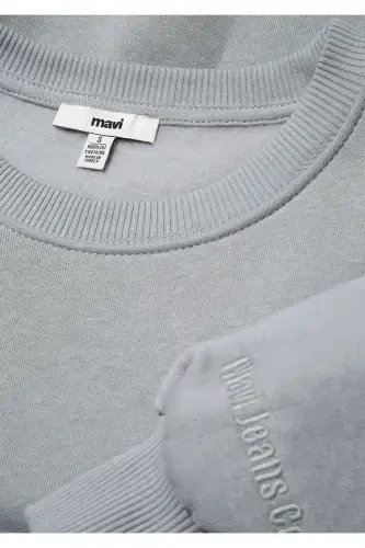 Crew Neck Grey Basic Sweatshirt 1610198-70093 - 6