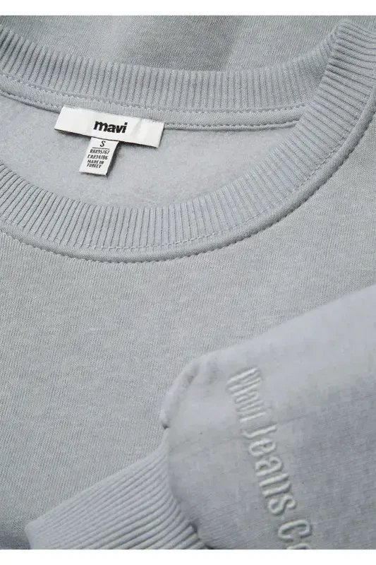 Crew Neck Grey Basic Sweatshirt 1610198-70093 - 6