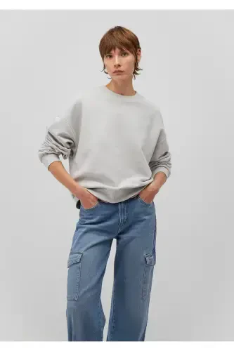 Crew Neck Grey Basic Sweatshirt 1611770-70074 - 1