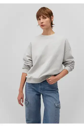 Crew Neck Grey Basic Sweatshirt 1611770-70074 - 2