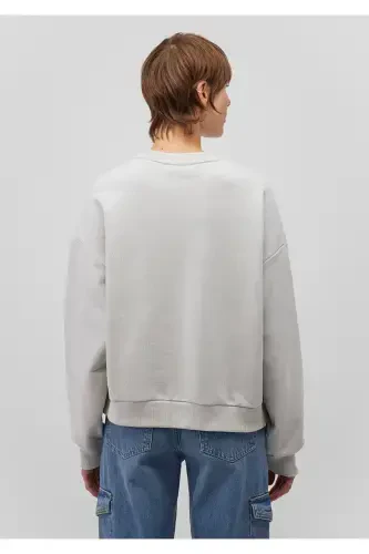 Crew Neck Grey Basic Sweatshirt 1611770-70074 - 4