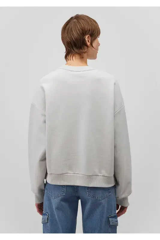 Crew Neck Grey Basic Sweatshirt 1611770-70074 - 4