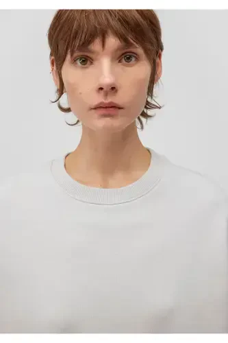 Crew Neck Grey Basic Sweatshirt 1611770-70074 - 5