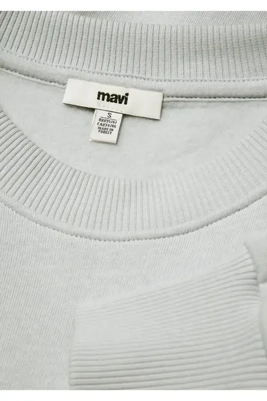 Crew Neck Grey Basic Sweatshirt 1611770-70074 - 6