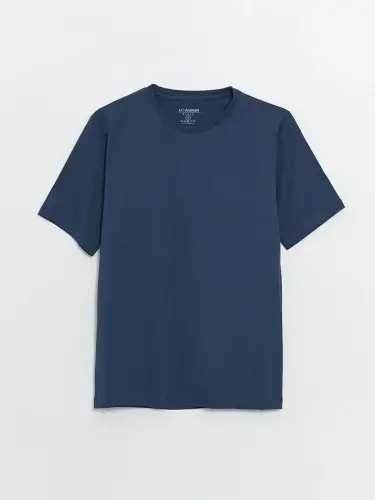 Crew Neck Knitted Men's T-Shirt-Indigo - 6