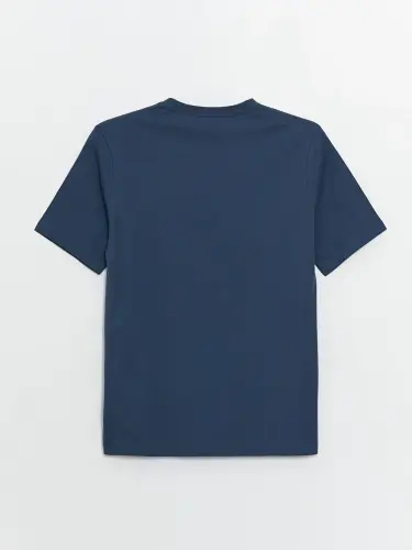 Crew Neck Knitted Men's T-Shirt-Indigo - 7