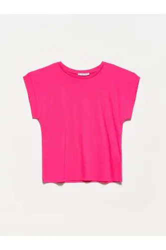 Crew Neck Knitted T-Shirt-fuchsia-fuchsia 