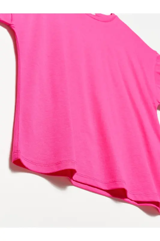 Crew Neck Knitted T-Shirt-fuchsia-fuchsia - 3