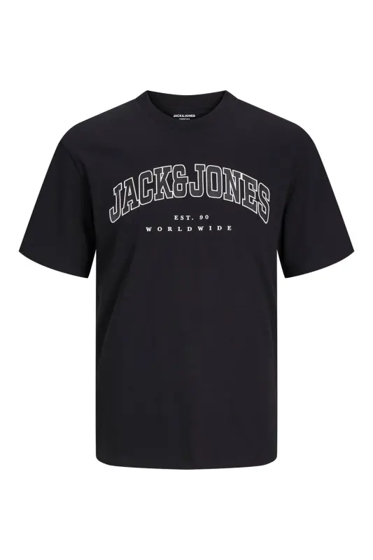 Crew Neck Logo Printed T-Shirt Black-Black - 2