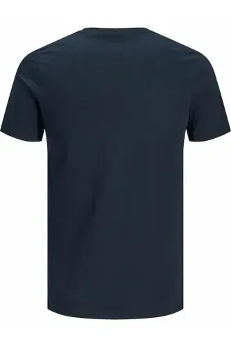 Crew Neck Logo Printed T-Shirt-Navy Blazer - 4