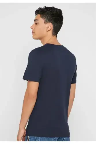 Crew Neck Logo Printed T-Shirt-Navy Blazer - 6