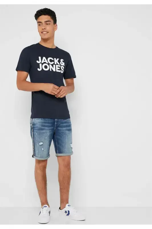 Crew Neck Logo Printed T-Shirt-Navy Blazer - 8