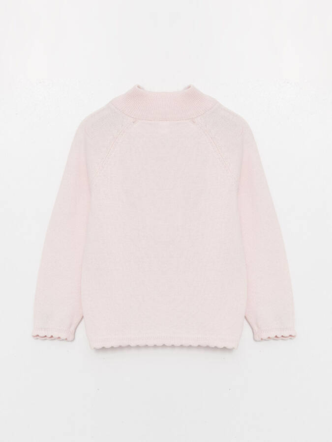 Crew Neck Long Sleeve Baby Girl Knit Sweater - 6