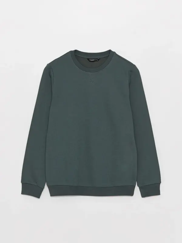 Crew Neck Long Sleeve Men's Thick Sweatshirt-Green - LC WAIKIKI