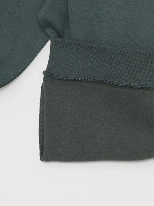 Crew Neck Long Sleeve Men's Thick Sweatshirt-Green - 2